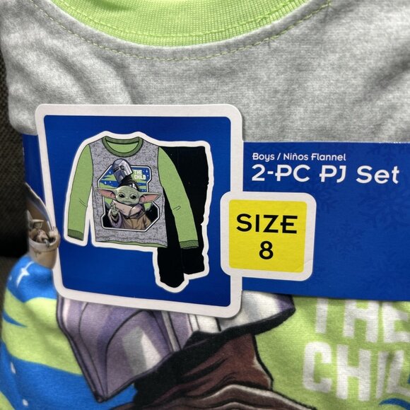 Star Wars Mandalorian Child Yoda Boys Size 8 PJ’s Long Sleeve Pants 2pc Set New - Picture 3 of 5